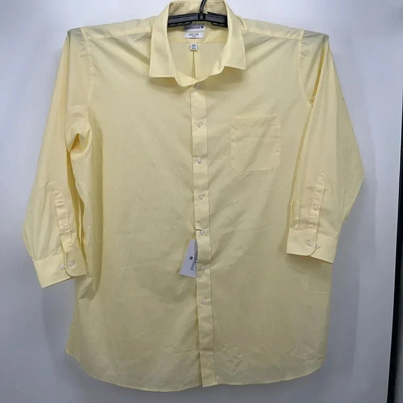 Saddlebred Big Tall 4XLT Yellow Casual Button Down Easy Care Classic Fit Shirt - Picture 1 of 6